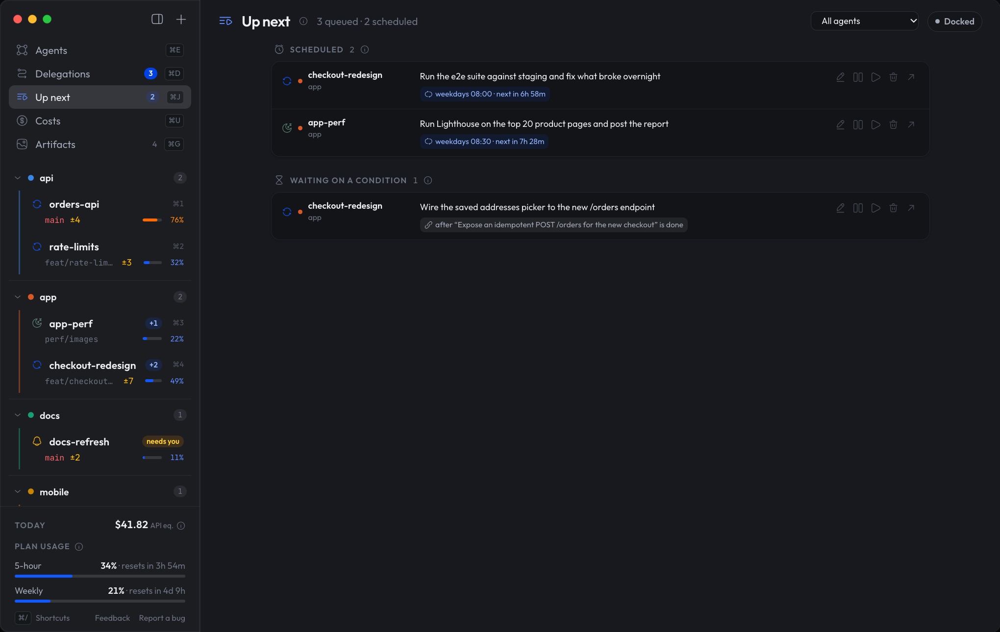 Up next: scheduled and queued prompts across agents